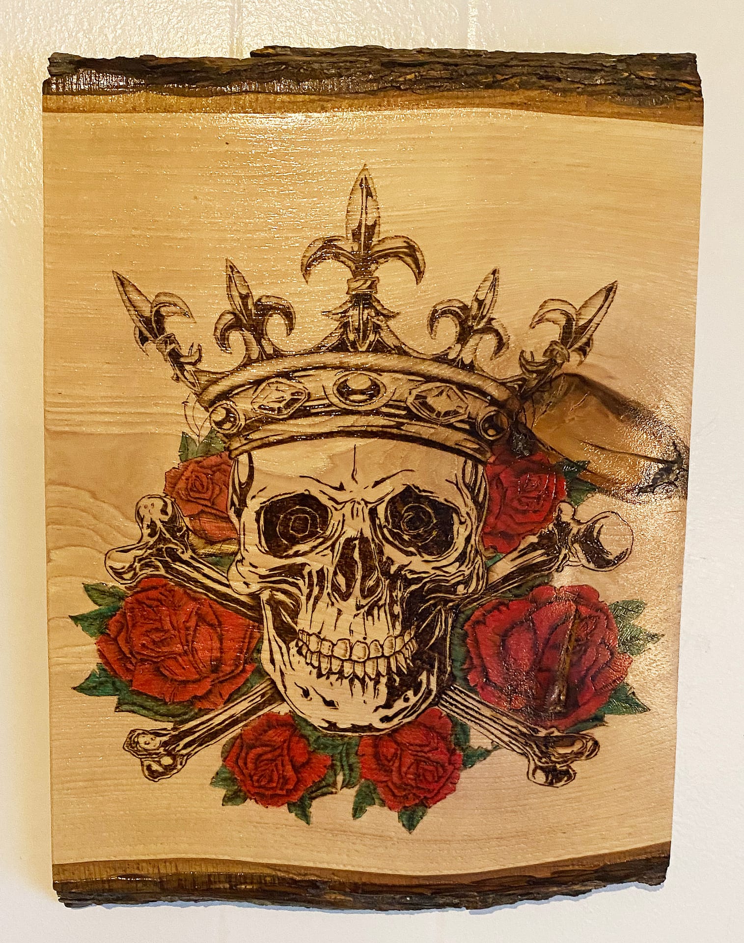 Pyrography Wood Burning Skulls Wood Art Hand Painted Acrylic Landscape  Skulls Goth Details Dark — Art by Karlee Beth Barr